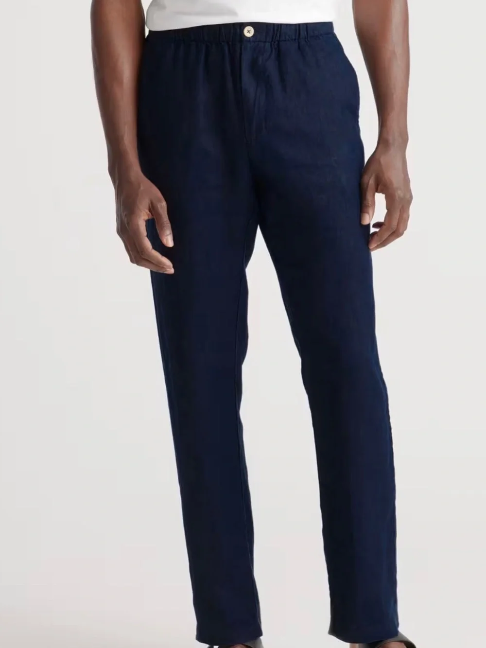 NWT quince European linen navy blue pants lg